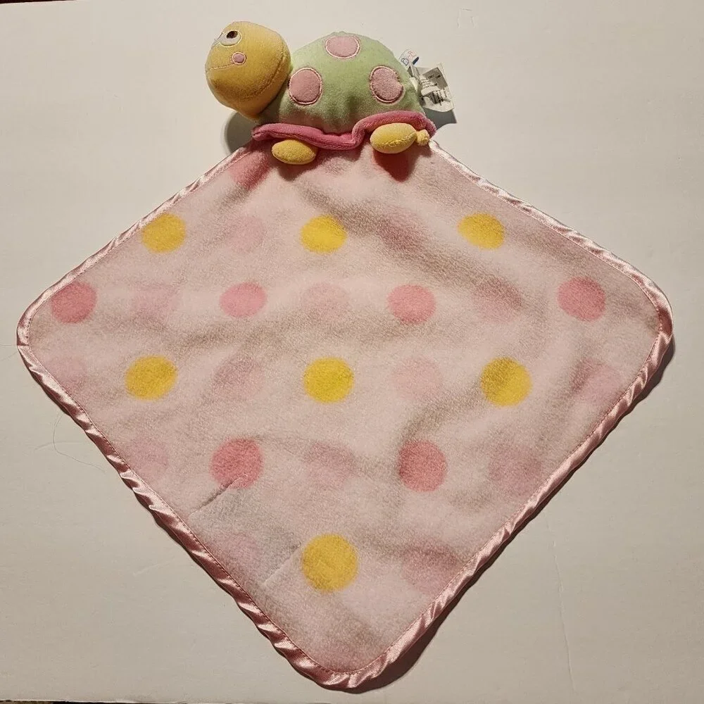 Blankets And Beyond Turtle Pink Yellow Green Polka Dot Security Lovey Nunu